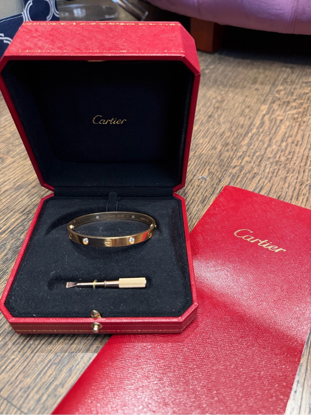 Cartier LOVE Bracelet CLASSIC Size - 18K Rose Gold W/ 4 DIAMONDS 💎 - SIZE 17
